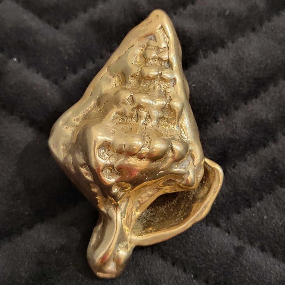 Vintage Solid Brass Conch Shell Figurine Paperweight Nautical Coastal Decor Cute - Picture 2 of 8